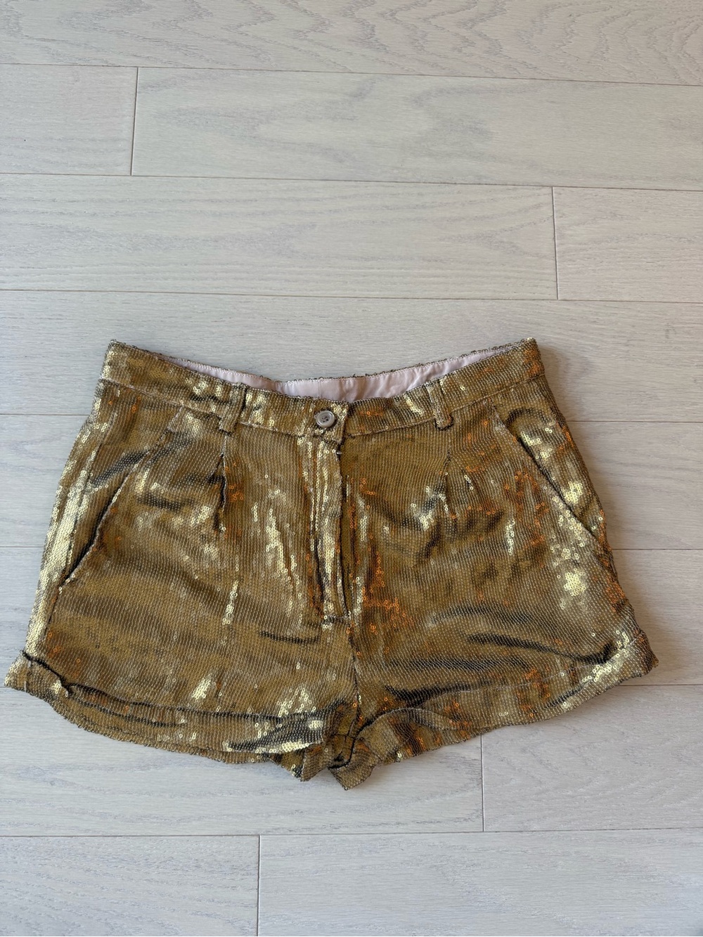 Gold Sequin Women’s Shorts 2000’s style